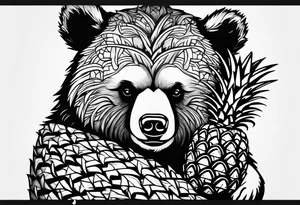 Bear hugging pineapple tattoo idea