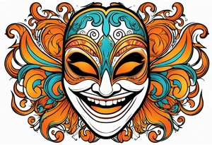 Laughing Male masquerade mask with orange smoke tattoo idea