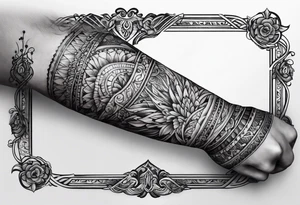 Hand band on forearm tattoo idea