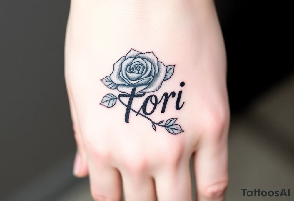 Name Tori with rose tattoo idea