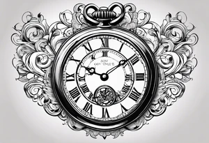 Pocket watch with chain and dates 28/08/1960-25/03/2024 written in it tattoo idea