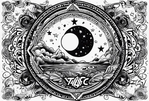 Galaxies and stars with the word  TAC tattoo idea