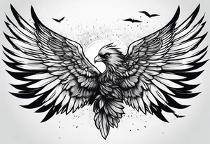 Icarus falling from the sky with feathered wings tattoo idea