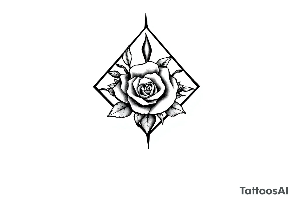Small Roses filing the inside of an elongated diamond shape tattoo idea