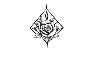 Small Roses filing the inside of an elongated diamond shape tattoo idea
