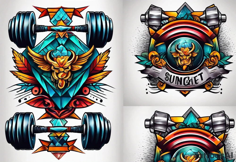 Dumbbell and strength mindset tattoo idea