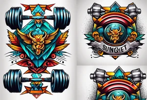 Dumbbell and strength mindset tattoo idea
