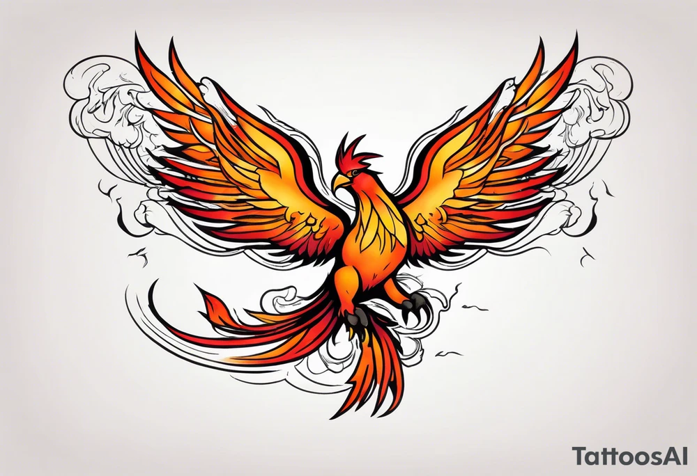 Phoenix riding from the ashes tattoo idea