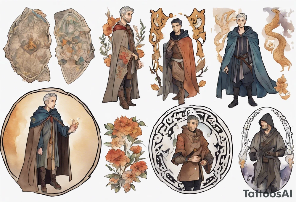 Tan France wearing a medieval cloak tattoo idea