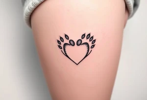 Paw prints forming heart in a snow tattoo idea