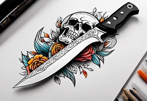 Knife, skull tattoo idea