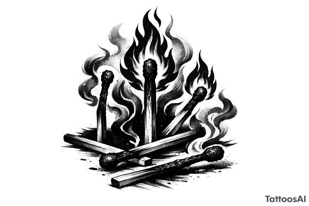 burning matchsticks tattoo tattoo idea