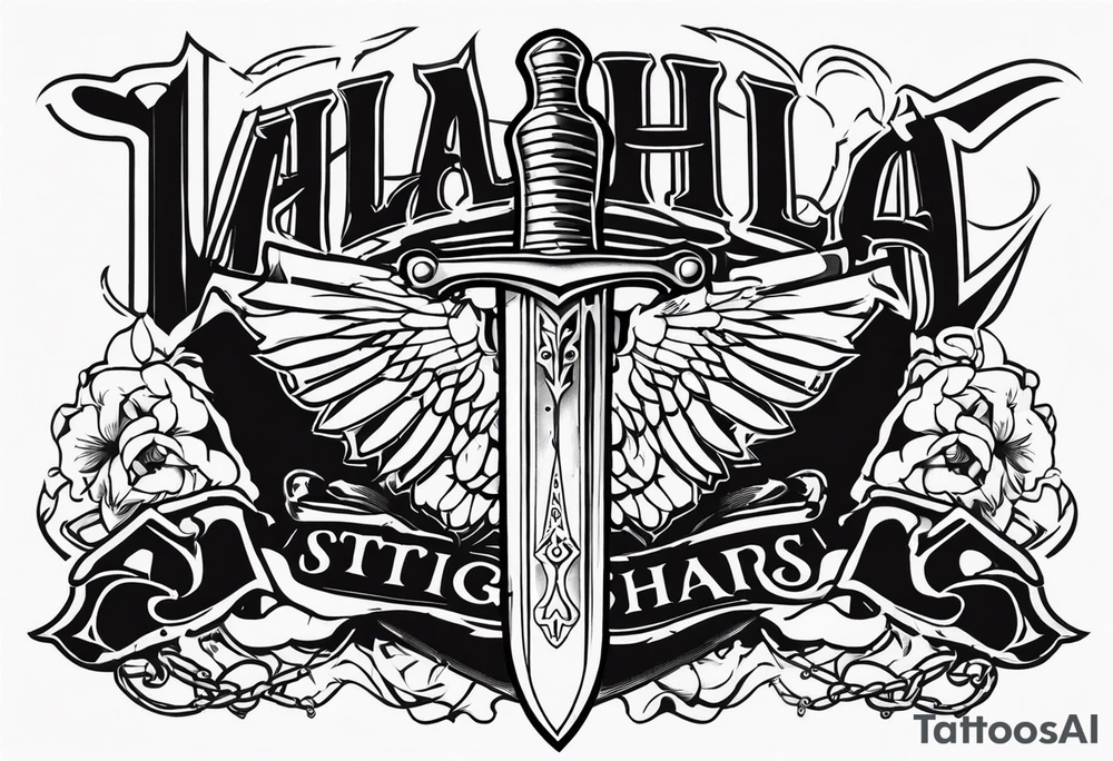 Valhalla stairs  sword chains tattoo idea