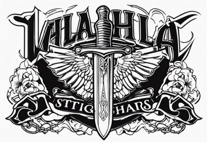 Valhalla stairs  sword chains tattoo idea