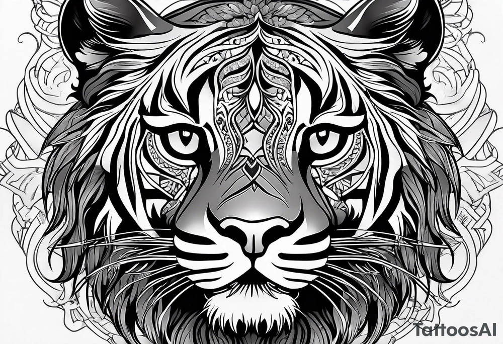 Тигр и тигрёнок в профиль tattoo idea