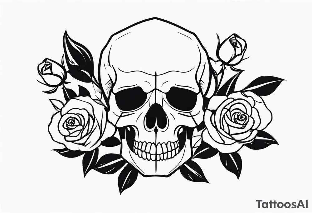 skull and roses tattoo idea