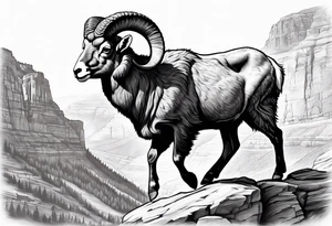 Bright angel trail with a small big horn sheep,  forearm tattoo idea