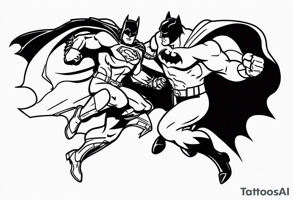 batman fighting superman tattoo idea