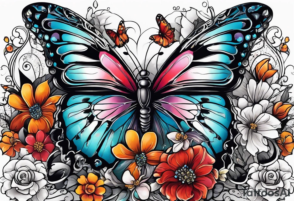 Must contain peace be still, flowers, butterflies, bold tattoo idea