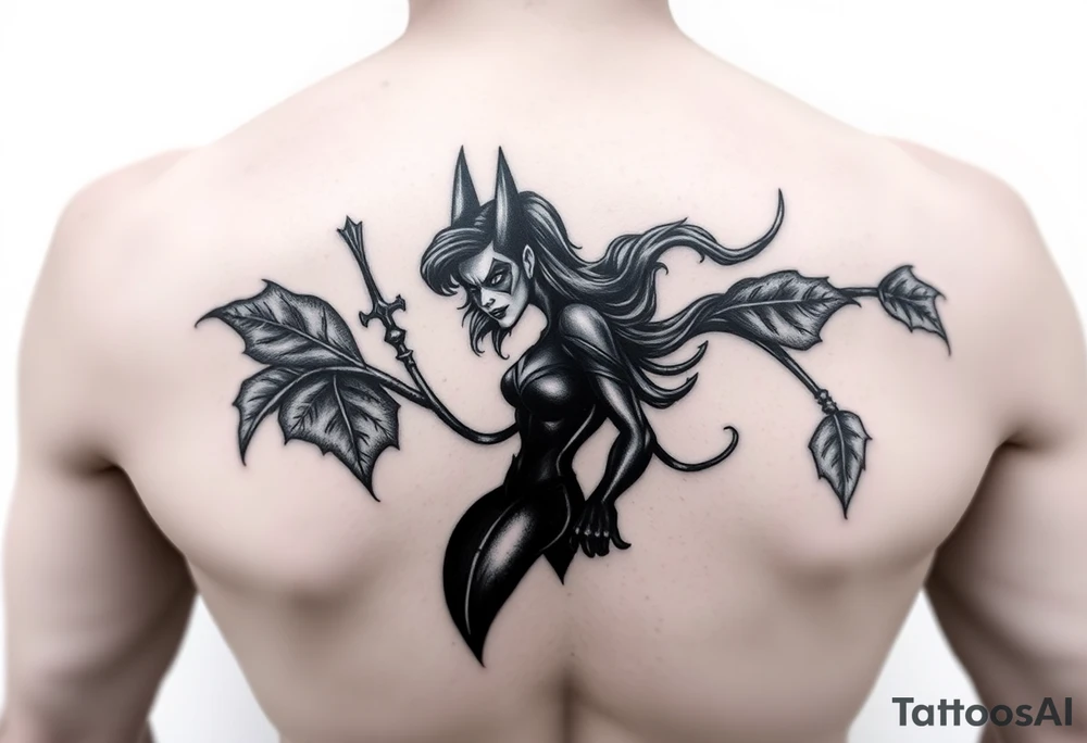 Poison ivy f4om batman character sketch style tattoo idea