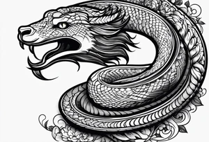 On the goat's head is a snake. tattoo idea