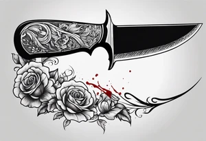 Hand stabbed by a curved knife with blood tattoo idea