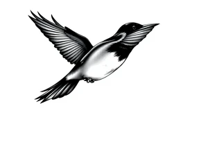 Male European Blackbird flying side profile tattoo idea tattoo idea