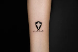Koenigsegg ghost logo that they use as  TRIBUTE TO flying squadren and below written "simply lovely" tattoo idea