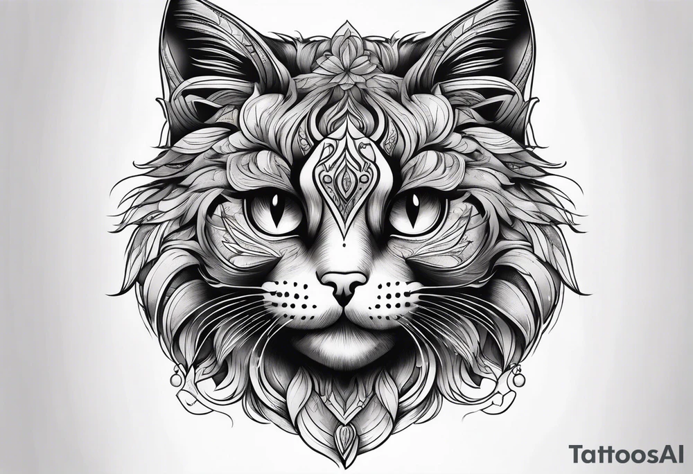 small Cat face, front on tattoo idea