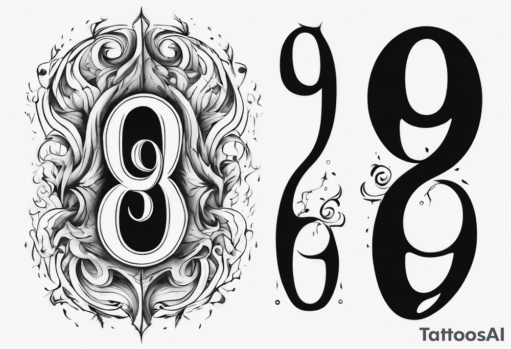 number 9 upside down and right side up connected. 9:16 aspect ratio. tattoo idea