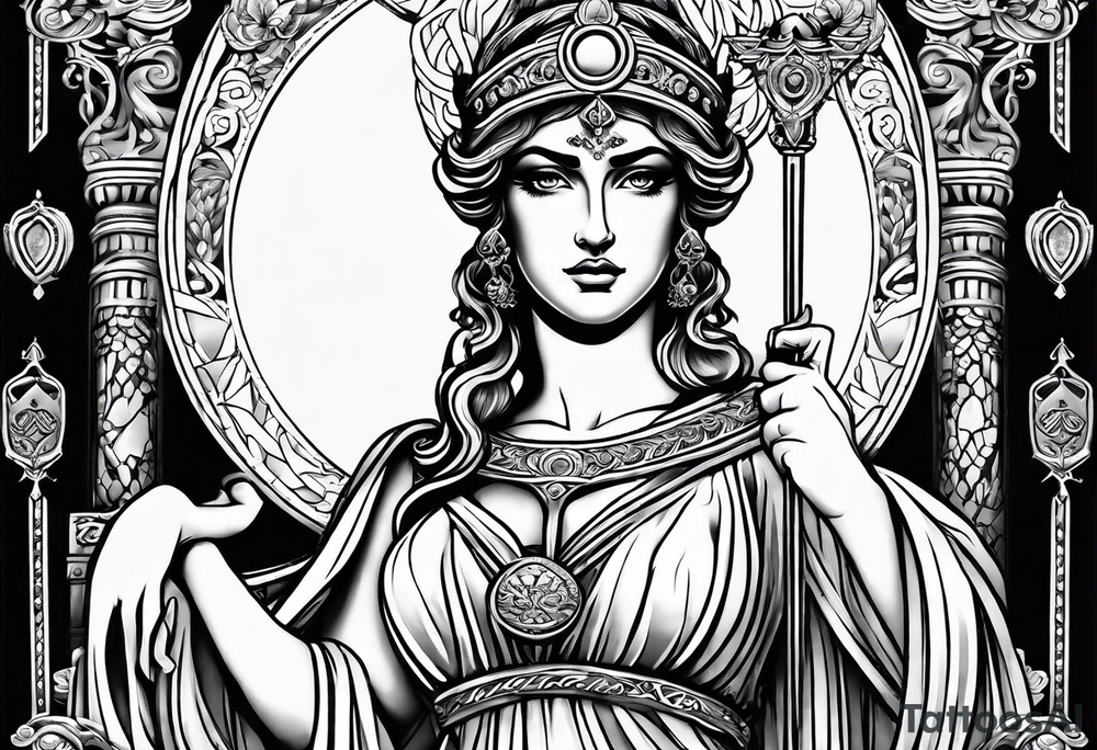 Themis (Greek Goddess of Justice), with blood in her eyes tattoo idea