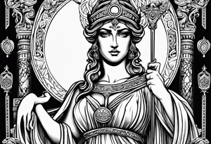 Themis (Greek Goddess of Justice), with blood in her eyes tattoo idea