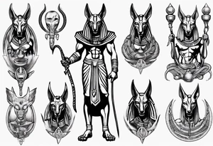 Egyptian god Anubis with snakes tattoo idea