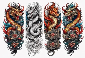 Japanese forearm half sleeve with dragons tattoo idea