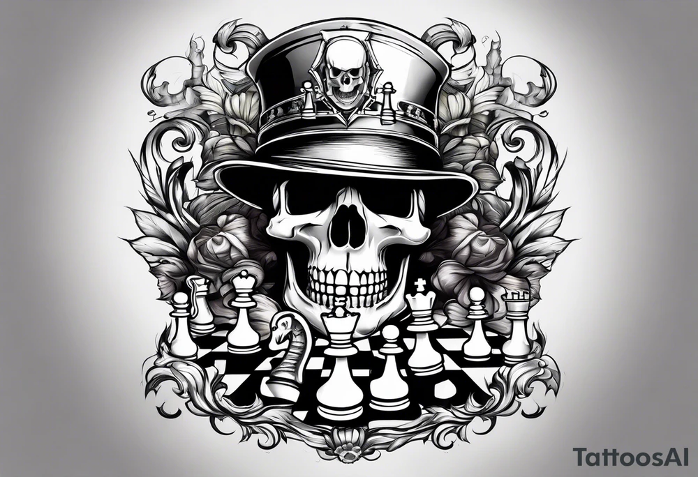 skull and chess pieces tattoo idea