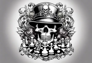 skull and chess pieces tattoo idea