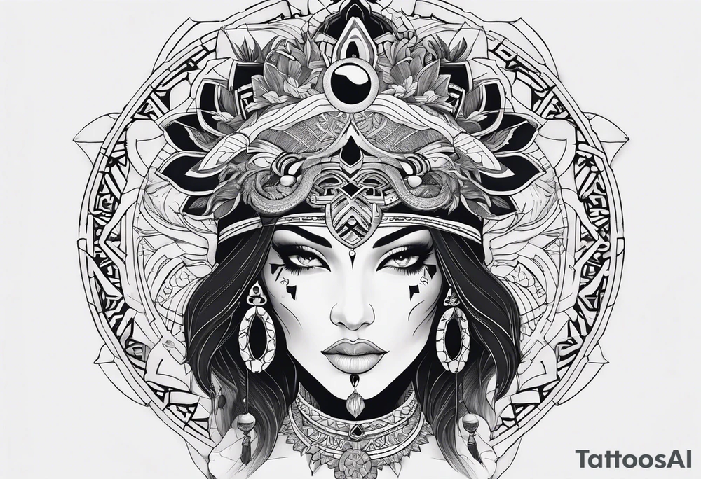 kali ma, alien goddess, valkrye, aries, pirate, divine feminine, zenza resonance, pachamama, lotus azul, blank panther, eagle, skull, 5D, nueva gaya, dna 12 tattoo idea