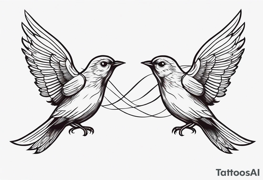 Two birds on forewarn flying towards each other tattoo idea