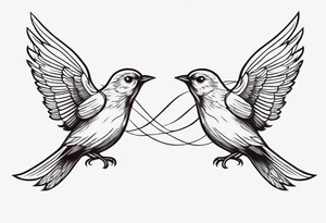 Two birds on forewarn flying towards each other tattoo idea