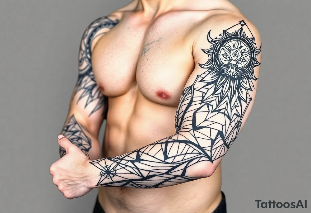bold line shaman and witch style tattoo idea