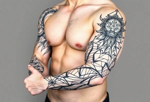 bold line shaman and witch style tattoo idea