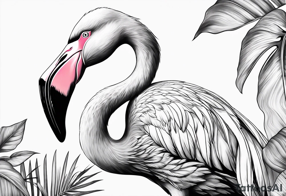 cute flamingo tattoo idea
