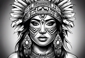 mexican aztec with fur head on head tattoo idea