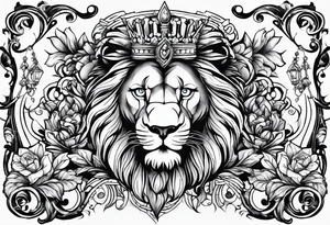 Cross and lion tattoo idea