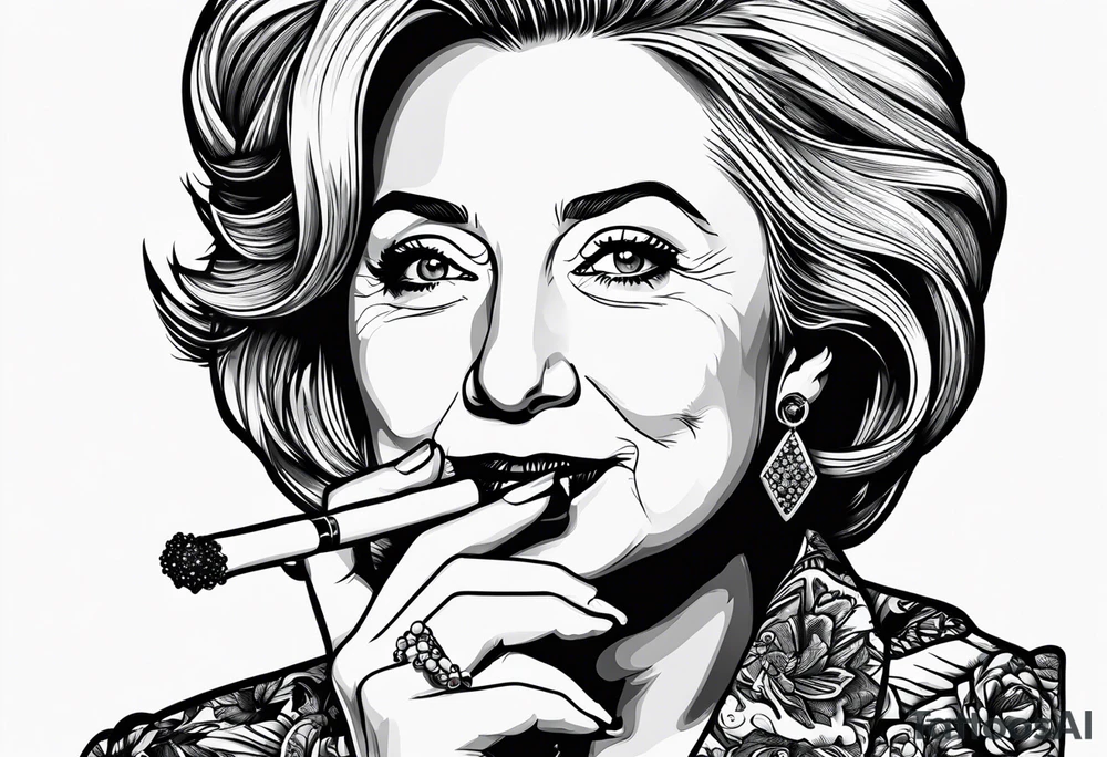 hillary clinton smoking cigarette tattoo idea