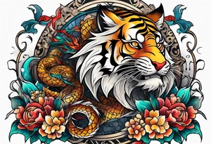 tiger and dragon neotraditional tattoo idea