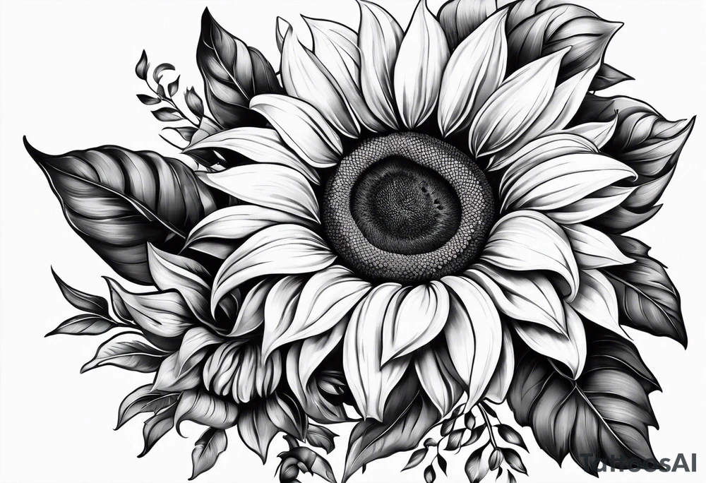 Sunflower and horseshoe tattoo idea
