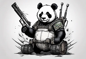 Panda of War with anti tank mine and G36 tattoo idea