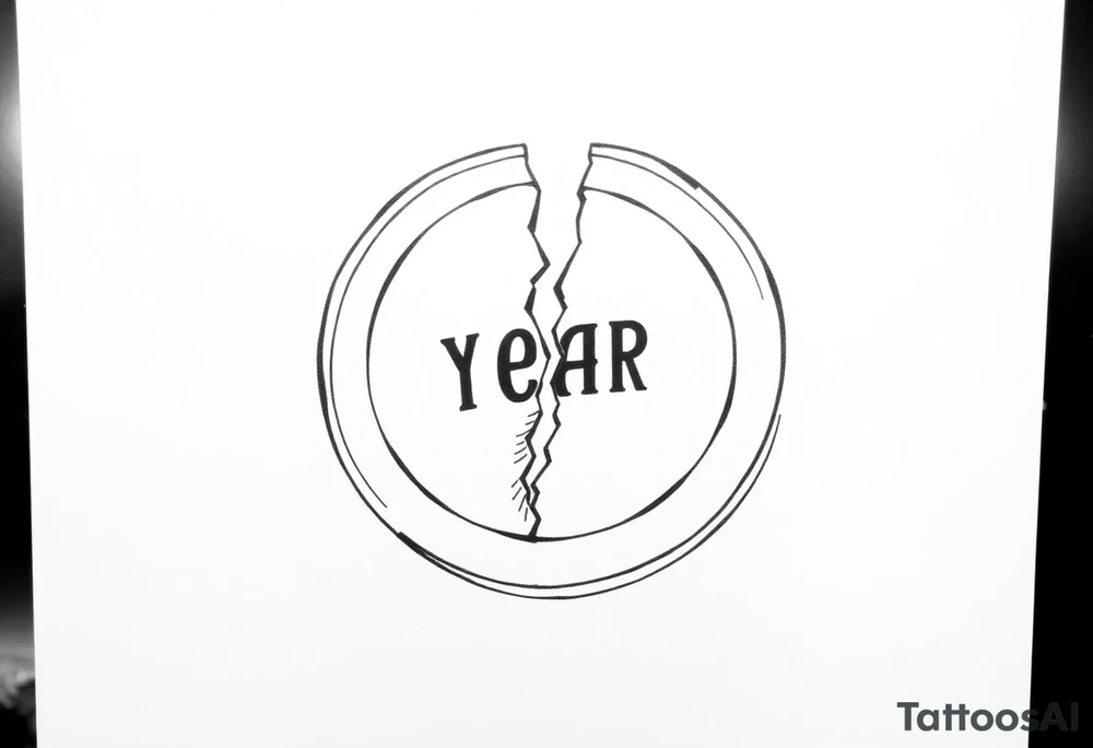 Broken "One Year" Chip/Coin sobriety tattoo idea
