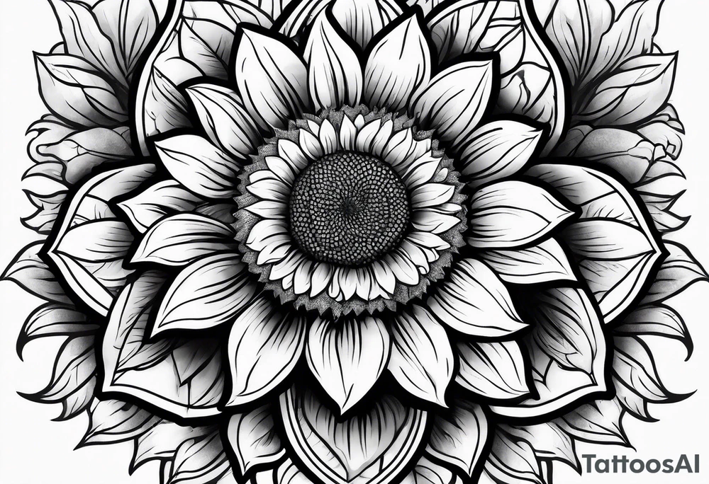 Foral sunflower and roman numeral sleeve tattoo idea
